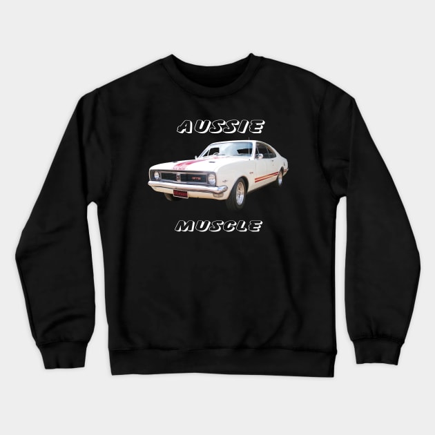 HT Monaro white Aussie Muscle Crewneck Sweatshirt by Muscle Car Tees